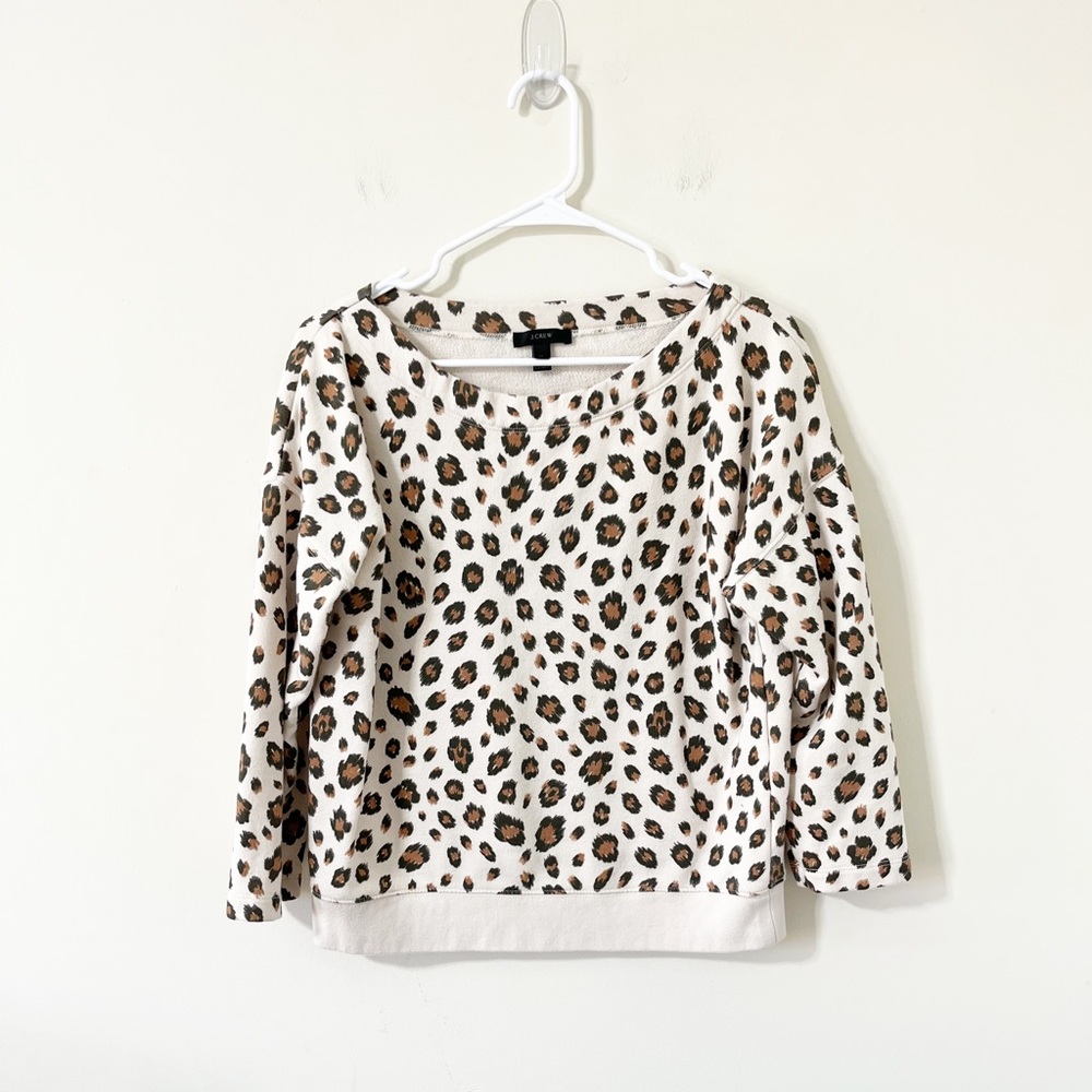 J. Crew Animal Print Wide Neck Lightweight Pullover Sweater Size Medium